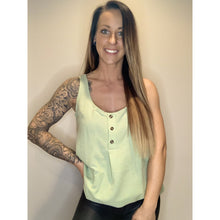 Load image into Gallery viewer, Green Button Textured Loose Fitting Tank