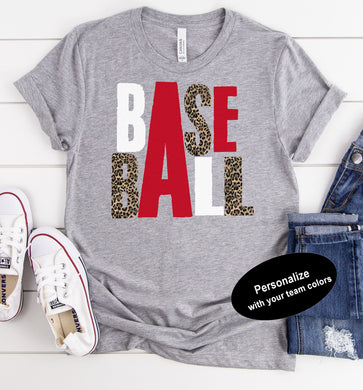 Baseball Leopard Letters Graphic Tee