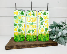 Load image into Gallery viewer, Lucky and Blessed Shamrock Tumbler