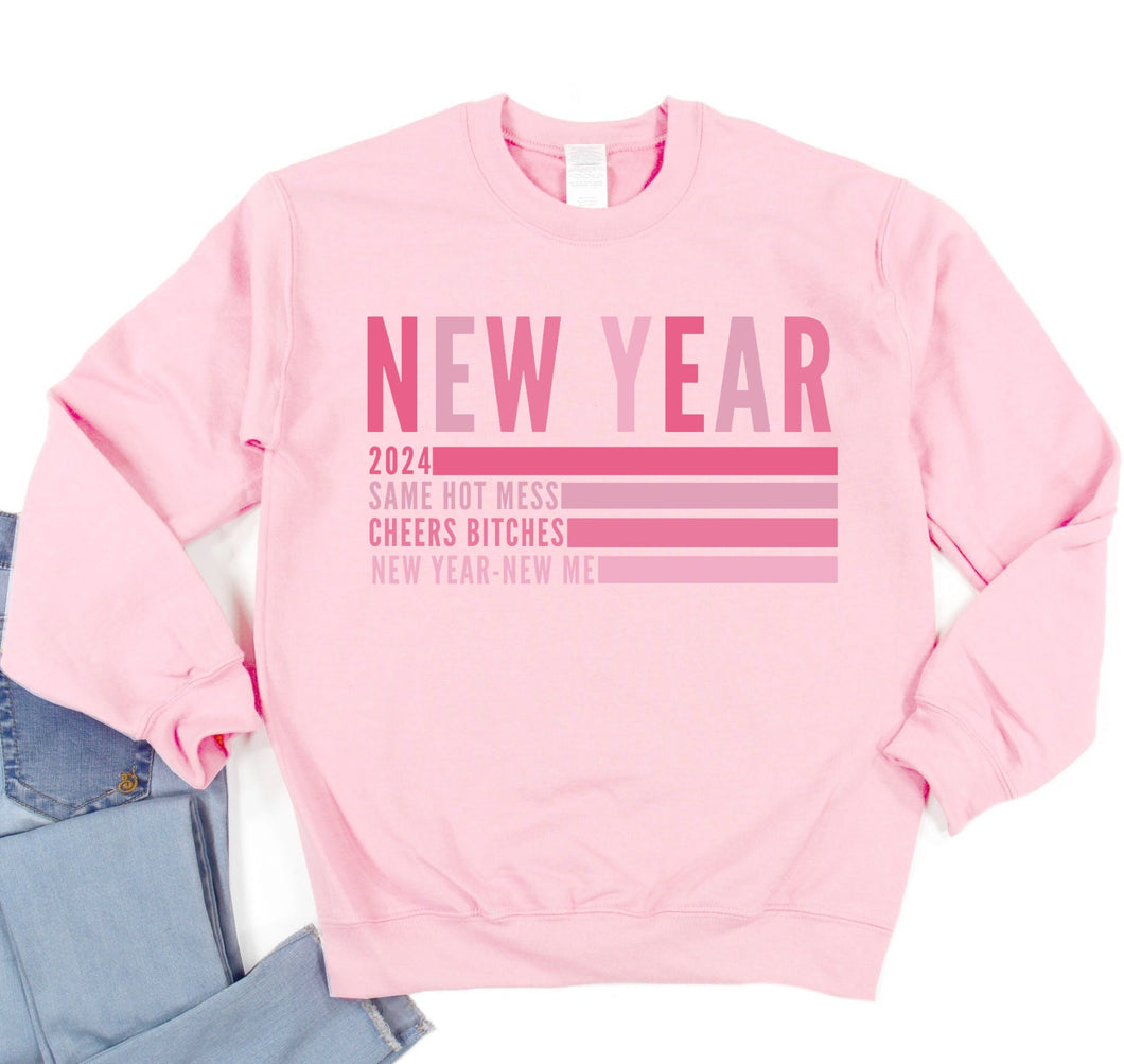 New Years Words Pink Graphic Tee