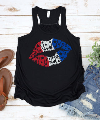 Patriotic 4th of July Lips Graphic Tank