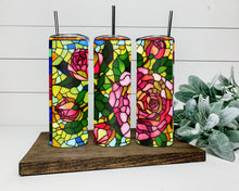 Load image into Gallery viewer, Stained Glass Roses Tumbler