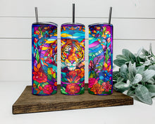Load image into Gallery viewer, Stained Glass Tigers Tumbler