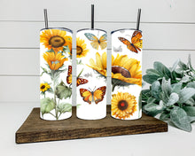Load image into Gallery viewer, Sunflower and Butterflies Tumbler