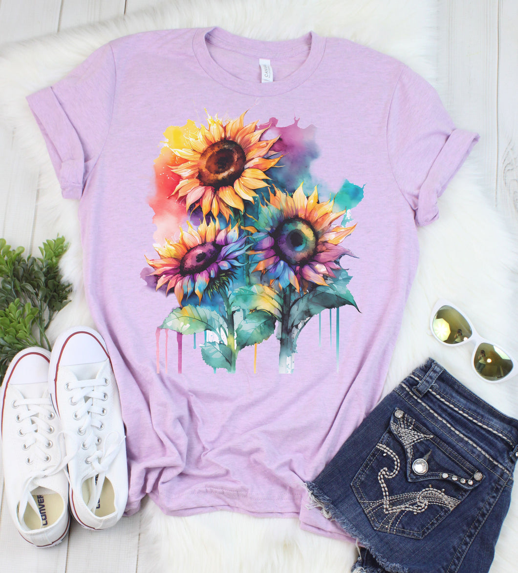 Watercolor Sunflowers Graphic Tee