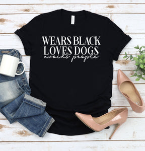 Wears Black Loves Dogs Graphic Tee