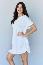 Load image into Gallery viewer, Ninexis Out Of Time Full Size Ruffle Hem Dress with Drawstring Waistband in White