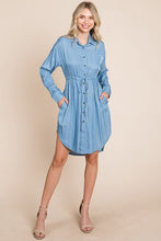 Load image into Gallery viewer, Faith Apparel Button Up Drawstring Shirt Dress