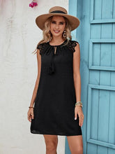 Load image into Gallery viewer, Lace Detail Tie Neck Mini Dress