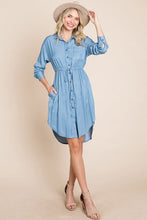 Load image into Gallery viewer, Faith Apparel Button Up Drawstring Shirt Dress