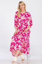 Load image into Gallery viewer, Celeste Full Size Floral Round Neck Ruffle Hem Dress