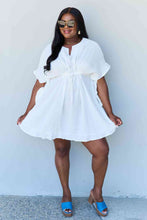 Load image into Gallery viewer, Ninexis Out Of Time Full Size Ruffle Hem Dress with Drawstring Waistband in White