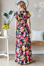 Load image into Gallery viewer, Heimish Full Size Floral Surplice Tie Waist Maxi Dress