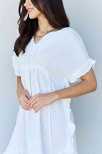 Load image into Gallery viewer, Ninexis Out Of Time Full Size Ruffle Hem Dress with Drawstring Waistband in White