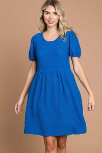 Culture Code Texture Round Neck Short Sleeve Dress with Pockets