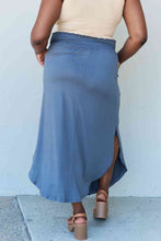 Load image into Gallery viewer, Doublju Comfort Princess Full Size High Waist Scoop Hem Maxi Skirt in Dusty Blue